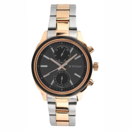 Titan Neo 1733KM03 Multifunction Black Dial Two Toned Stainless Steel Strap Quartz Men Watch